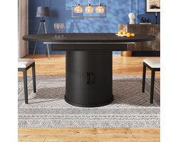 Uitschuifbare eettafel - eetkamertafel - keukentafel - balkontafel - uit te breiden tot ovaal - 118-158x118x76,8 cm - zwart