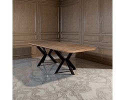Uitschuifbare Eettafel Eiken – 200-276 cm – 12 Personen – Hout & Metaal – Rechthoekig – Industriële Tafel – Oslo Luxe