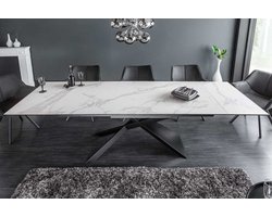 Uitschuifbare eettafel EUPHORIA 180-220-260cm marmer wit keramiek gemaakt in Italie - 40122