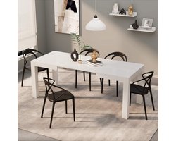 Uitschuifbare Eettafel Glanzend Wit 120–200 cm – Moderne Design Tafel met Verlengsysteem – 6 tot 8 Personen – Ruimtebesparend – Made in Italy – HomeByNicole First Luxe