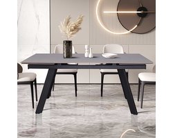 Uitschuifbare eettafel Hertha | 160/240 x 90 x 76 cm | Grijs/Steen-imitatie marmer