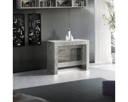Uitschuifbare Eettafel HomeByNicole Martino – Betonlook – Van 51 tot 300 cm – Eettafel voor 12 Personen – Moderne Design Consoletafel – 100% Made in Italy – Stevige Melamine Tafel met 5 Verlengingen – Multifunctionele Uitschuifbare Tafel voor Woonkam