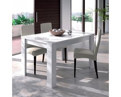 Uitschuifbare Eettafel Hoogglans Wit – HomeByNicole “Kendra Luxe Extend” – 140–190 cm – 6 Personen – Modern Design – Melamine – Wit Hoogglans – Woonkamer / Keuken Tafel – 90×78 cm – Ruimtebesparend