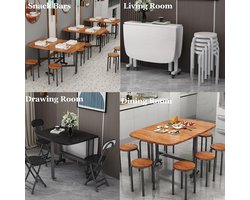 Uitschuifbare Eettafel, Houten Opvouwbare Keukentafel Voor 4-6 Personen, Eettafel Met Wieltjes Voor Thuiskeuken Restaurant,Dark walnut,100 * 60 * 75 cm