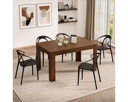 Uitschuifbare Eettafel Houtlook 140–220x90 cm – Nussbaum Canaletto – Moderne Design Eettafel voor 6–8 Personen – Stevige Tafel met Opbergruimte voor Verlengbladen – Made in Italy – HomeByNicole EasyExtend