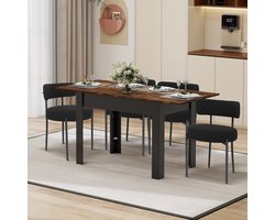 Uitschuifbare Eettafel Industrieel – HomeByNicole® | Houten Eetkamertafel met Metalen Poten | 105/150 x 70 cm | Moderne Tafel voor 4-6 Personen | Duurzaam MDF Hout & Stalen Frame | Antraciet Eettafel voor Eetkamer, Keuken & Woonkamer