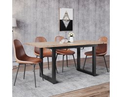 Uitschuifbare Eettafel Industrieel-Rechthoekige Keukentafel MDF-Eikenlook Zwart-140 Tot 180 cm Multifunctionele Dining Table