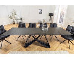 Uitschuifbare eettafel INFINITY 180-260cm roest keramiek marmer zwart metaal - 45182