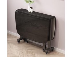 Uitschuifbare eettafel - Klaptafel met druppelblad - Ruimtebesparend - Met wielen - Tot 8 personen - Zwart