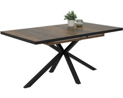 Uitschuifbare eettafel Louma-Oldwood/zwart