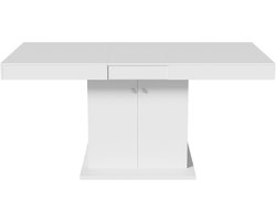 Uitschuifbare eettafel met opbergruimte Rechthoekige eettafel Koffietafel Ruimtebesparende Multifunctionele eettafel Telescopische tafel Wit