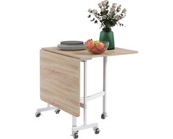 Uitschuifbare Eettafel met Wielen – Ruimtebesparende Klaptafel voor 4-6 Personen