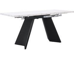 Uitschuifbare eettafel Multifunctionele tafel met flexibel gebruik en ruimtebesparend ontwerp Geschikt voor keuken en woonkamer 99-159×74x77 cm Zwart + Wit