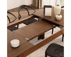 Uitschuifbare Eettafel Nussbaum Canaletto 140–220x90 cm – Luxe Design Esstafel – 6 tot 8 Personen – Modern & Ruimtebesparend – Melamine Hout – Made in Italy – HomeByNicole Easy Extend