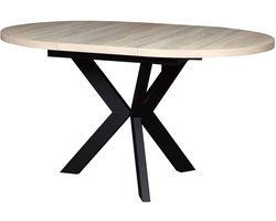 Uitschuifbare Eettafel – Ø100-138 cm – Sonoma Eiken – Industriële Eettafel 4 Personen – Eetkamertafel Rond Uitschuifbaar – Hout met Fineer & Metaal – Kleine Ronde Tafel voor Woonkamer of Keuken