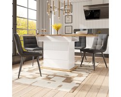 Uitschuifbare Eettafel, Opbergtafel, Keukentafel, Woonkamertafel – Geschikt Voor 4–6 Personen, Met Lades, Geschikt Voor Keuken En Woonkamer – Wit, 110–140×80×75 cm, Greeploos ontwerp
