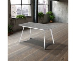 Uitschuifbare Eettafel Oslo – 120-160x80 cm – 4-6 Personen – Betonlook – Moderne Design Eettafel – Tribe
