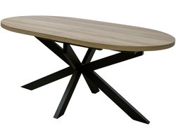 Uitschuifbare eettafel ovaal 160-220cm Liam lichtbruin MDF eetkamer tafel