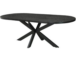 Uitschuifbare eettafel ovaal 160-220cm Liam zwart MDF eetkamer tafel