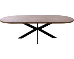 Uitschuifbare eettafel ovaal 180-240cm Liam bruin MDF eetkamer tafel
