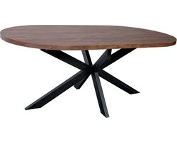 Uitschuifbare eettafel ovaal 180-240cm Liam walnoot MDF eetkamer tafel