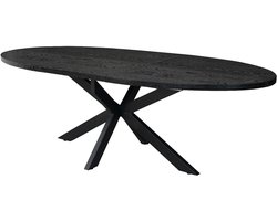 Uitschuifbare eettafel ovaal 180-240cm Liam zwart MDF eetkamer tafel