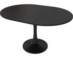 Uitschuifbare eettafel, ovale eettafel, salontafel/ontspanningstafel, lengte 100/140 x breedte 100 x hoogte 75 cm, moderne eenvoudige eettafel, zwart