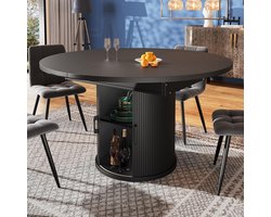 Uitschuifbare Eettafel Rond naar Ovaal voor 6 Personen Zwart