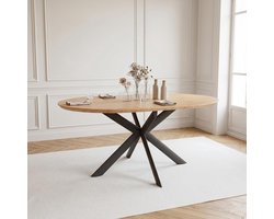Uitschuifbare Eettafel - Ronde Tafel - Gezellig Tafelen - Waterbestendig Oppervlak - 110-150 cm - Walnoot Bruin