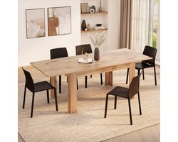 Uitschuifbare Eettafel Rustiek Eiken 140–220 cm – Moderne Design Eettafel met Verlengbladen – Ruimtebesparende Uittrekbare Eettafel voor 6–8 Personen – Stevige Houtlook Tafel – Gemaakt in Italië – HomeByNicole Easy Extend