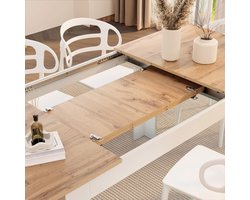Uitschuifbare Eettafel Rustiek Eiken & Wit – 140 tot 220 cm – 6 tot 8 Personen – Moderne Houten Eettafel – Stabiel & Ruimtebesparend – Made in Italy – HomeByNicole Elegant Extend Dining Table