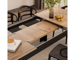 Uitschuifbare Eettafel Rustiek Eiken & Zwart – 140 tot 220 cm – Industrieel Design – 6 tot 8 Personen – Stabiele Houten Tafel – Made in Italy – HomeByNicole Elegant Extend Dining Table