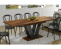 Uitschuifbare Eettafel Stijlvol & Functioneel Ontwerp - Augusta Eiken Bruin - Uitschuifbaar – van 130 tot 170 cm of 130 tot 210 cm voor extra zitplaatsen - Krachtig metalen frame – voor een robuuste en duurzame constructie