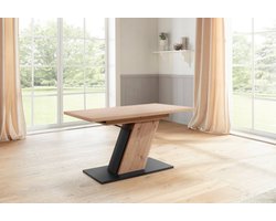Uitschuifbare eettafel TAFEL EIKEN ARTISAN/ZWART 140 naar 180cm  Materiaal tafelblad FSC®-gecertificeerd afgeleid houtproduct
