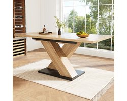 Uitschuifbare Eettafel - Telescopische Tafel Keuken - Ruimte Besparen - Verstelbaar Tafelblad - 119-1585x80cm - Houtkleur