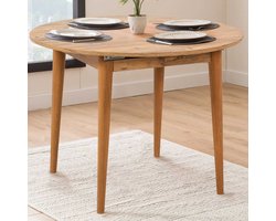 Uitschuifbare eettafel Udogie - 100x100x75 cm - MDF/eik - Emob - Keukentafel - Bruin - MDF