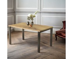 Uitschuifbare Eettafel – Verlengbare Eetkamertafel Hout met Fineer Herrere – 80-170/80-215/130-220/130-265 cm – Geschikt voor 12 Personen – Robuust en Stijlvol Design – Eetkamertafel Industrialhome