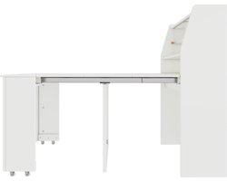 Uitschuifbare eettafel Wegwerp uitschuifbare tafel Eetkamer opbergkast met opbergruimte Rechthoekige salontafel Multifunctionele eettafel Wit