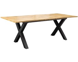 Uitschuifbare eettafel WILD 180-220cm bruin wild eiken look zwarte boomrand - 45079