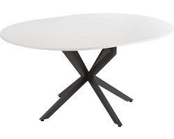 Uitschuifbare Eettafel Wit/Zwart 120-160 cm Rond met Stalen Frame