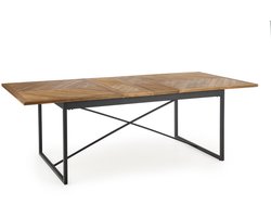Uitschuifbare Eettafel Woodline - Robuuste Rechthoekige Tafel Hout Fineer & Stalen Frame - 180-240 x 90 x 77 cm - Geschikt voor 10 Personen - Modern Design Eettafel