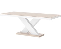 Uitschuifbare Eettafel Xenon 160 cm tot 210 cm - Hoogglans cappuccino met wit