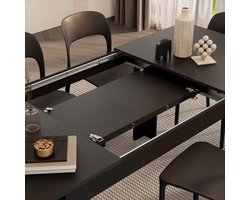 Uitschuifbare Eettafel Zwart 140–220 cm | Moderne Eetkamertafel voor 6–8 Personen | Ruimtebesparend Design met Opbergbare Verlengbladen | Hoogwaardig Melaminehout | Made in Italy | HomeByNicole Elegant Extend