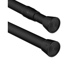 uitschuifbare gordijnroede - 66 - 110 cm - voor gordijnen & douchegordijnen - zonder boren - zwart