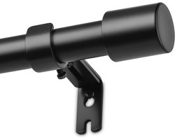 Uitschuifbare gordijnroedes 76-228 cm, stalen gordijnroede 19 mm, verstelbare enkele gordijnroede voor woonkamer en badkamer, zwart.