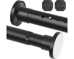 Uitschuifbare gordijnroedes 98-150 cm - Metalen telescopische paal voor badkamer en raam - Zwart