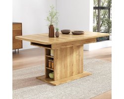 Uitschuifbare Houten Eettafel met Opbergruimte – Rechthoekige Keuken- en Woonkamertafel 110-130 x 70 x 75 cm, Multifunctioneel Modern-klassiek Design – Meda Home Store