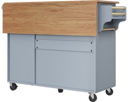 Uitschuifbare Keukeneiland, Dressoir, Opbergkast, Keukentrolley – Multifunctionele eettafel met opbergruimte – Blauw,110×45(75)×92cm