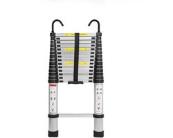 Uitschuifbare ladder 6.2 m – Telescopische vouwladder – Aluminium constructie – Antislip poten – Vergrendelbare treden – Inklapbaar ontwerp – Draagbaar – 150 kg draagvermogen – Met afneembare haken