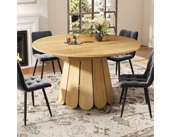 Uitschuifbare Ronde Eettafel naar Ovaal, Houten Keukentafel voor 6 Personen